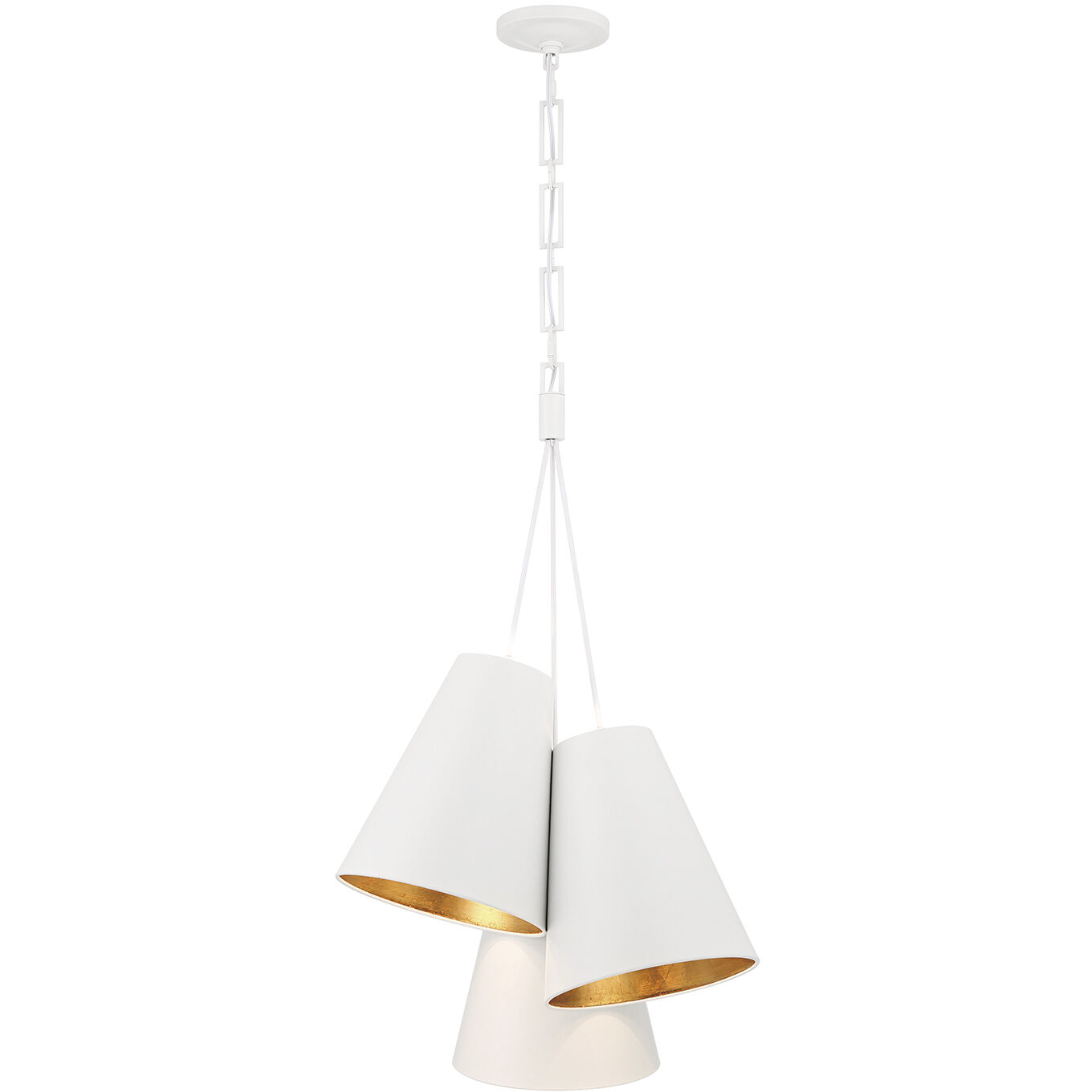 Alston 3 Light 20 inch Matte White/Antique Gold Pendant Ceiling Light in Matte White and Antique Gold