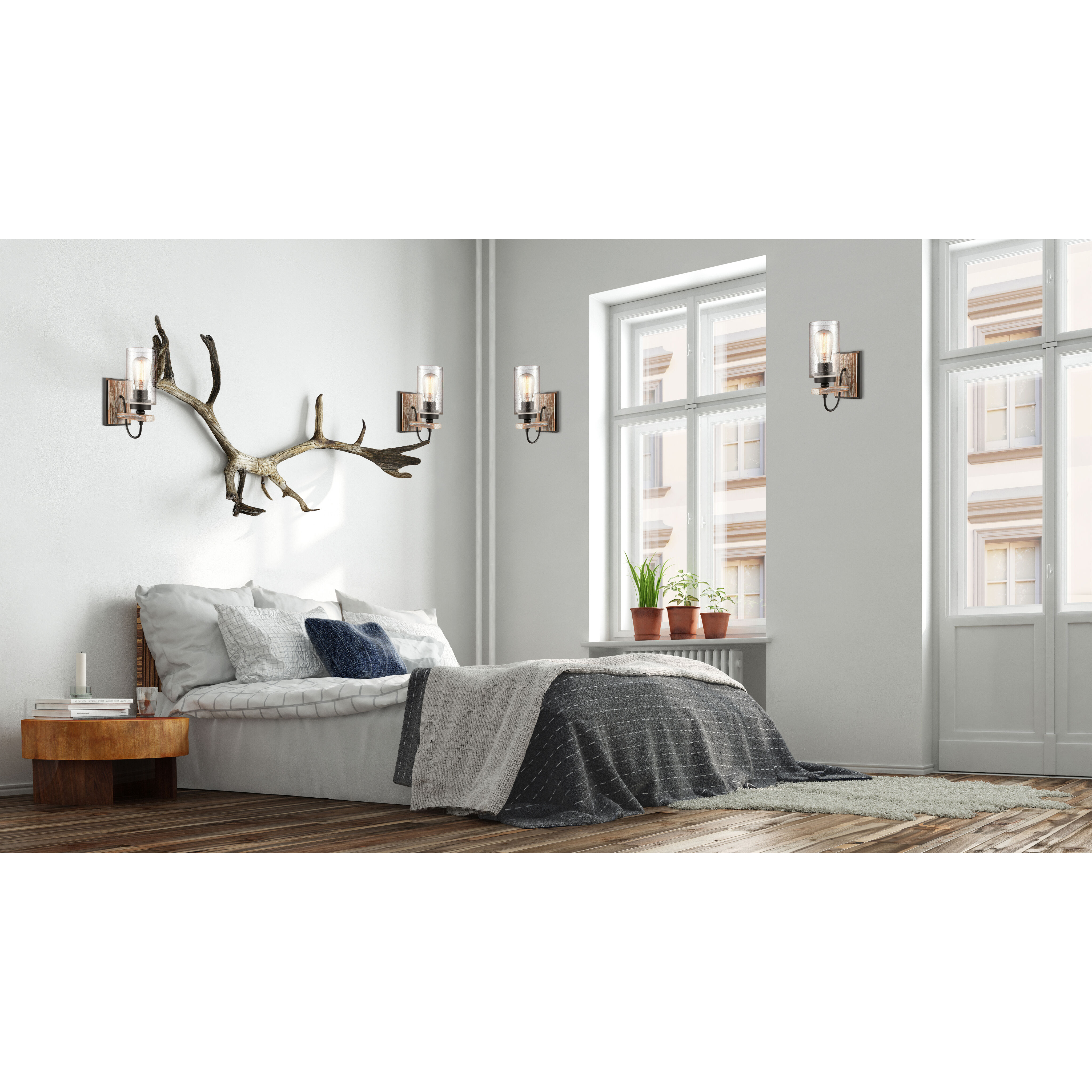 Paladin 1 Light 5 inch Matte Black Sconce Wall Light in Seedy Glass