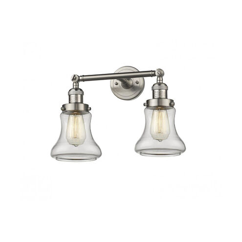 Franklin Restoration Bellmont 2 Light 17 inch Brushed Satin Nickel Bath Vanity Light Wall Light in Clear Glass, Franklin Restoration