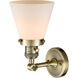 Franklin Restoration Small Cone 1 Light 6 inch Antique Brass Sconce Wall Light in Matte White Glass, Franklin Restoration