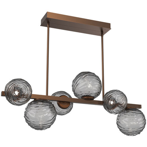 Gaia LED 60 inch Burnished Bronze Linear Multi-Pendant Ceiling Light in 3000K LED, Smoke, Twisted Branch