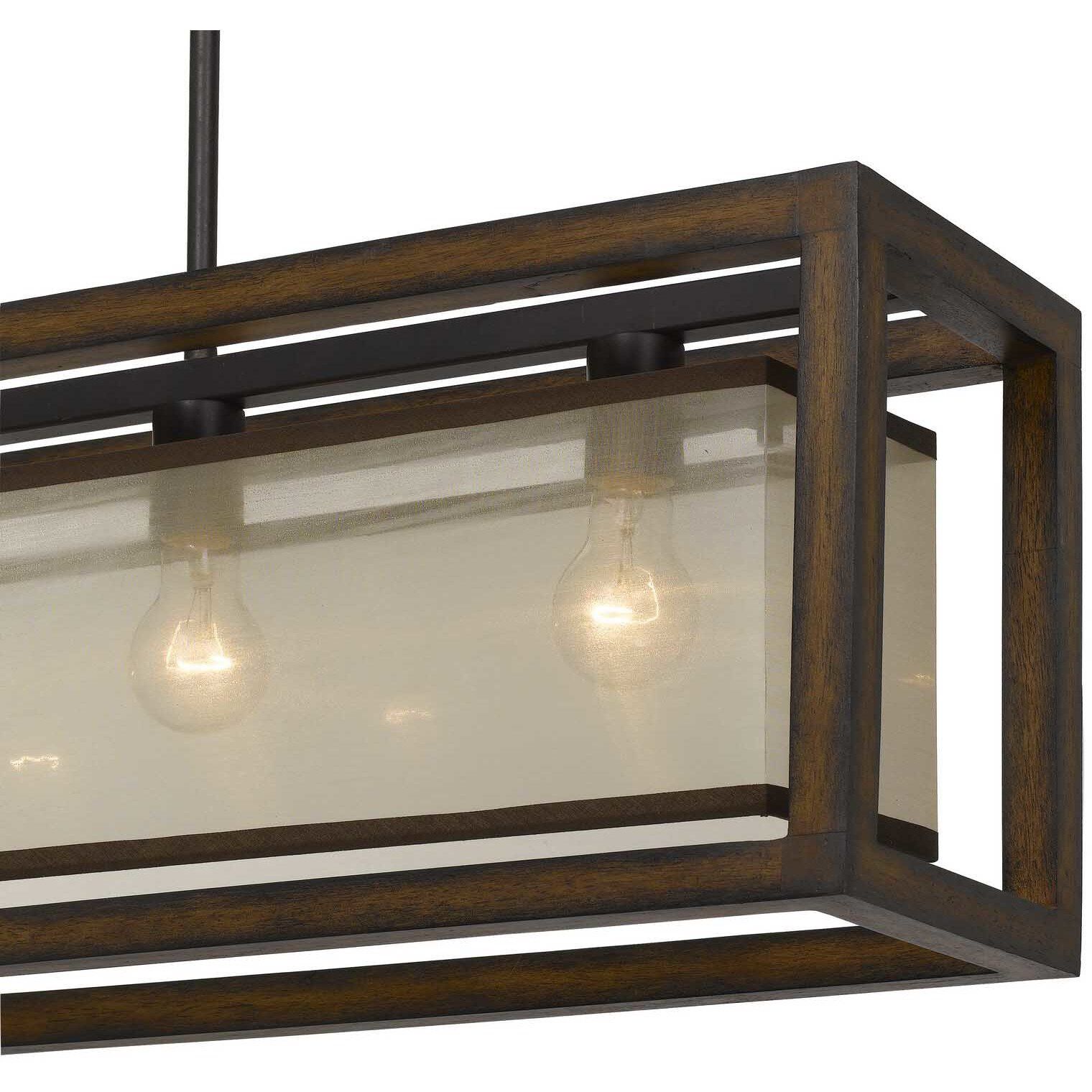 Signature 4 Light 36 inch Rubber Wood Island Chandelier Ceiling Light