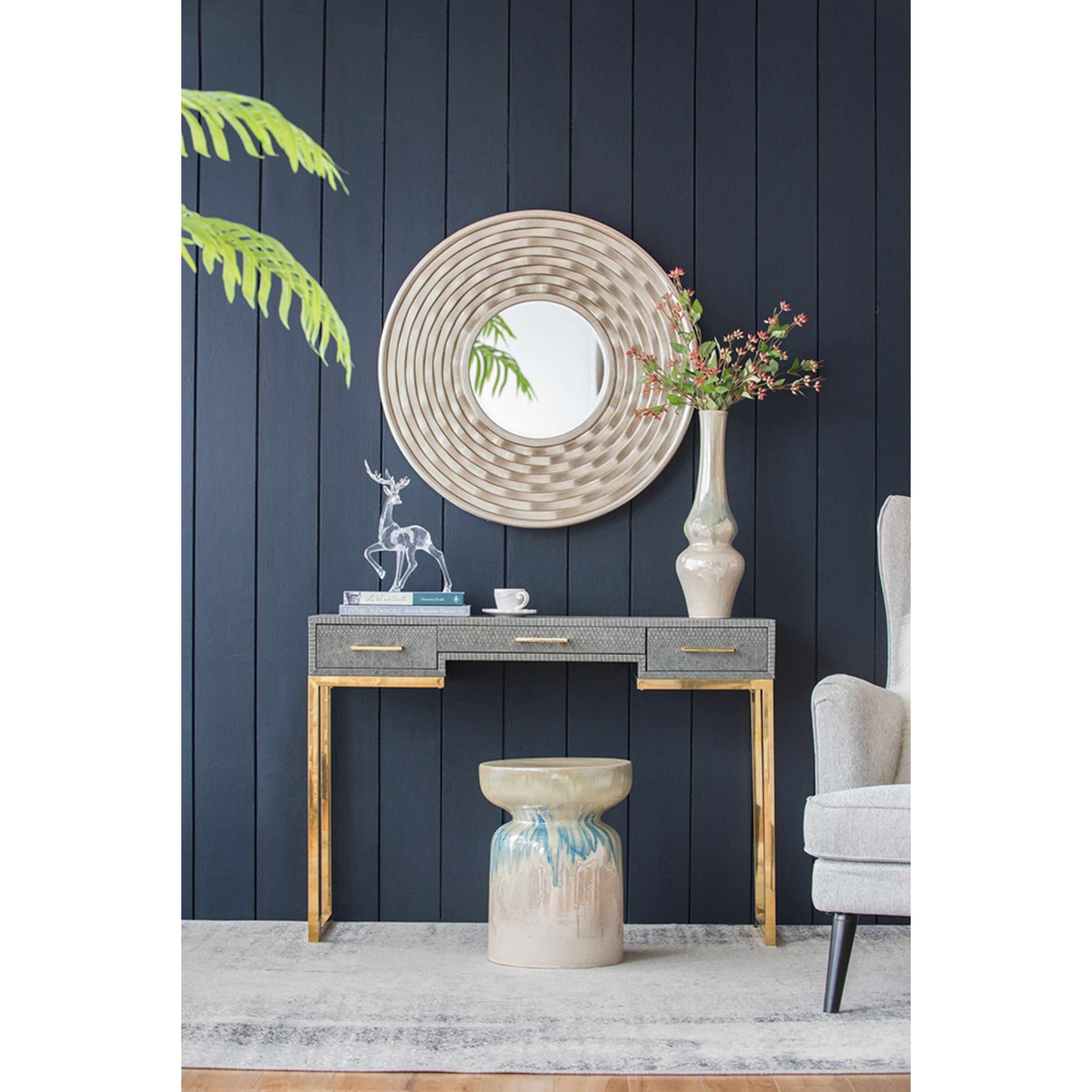 Remy 18 inch Blue/Beige Garden Stool