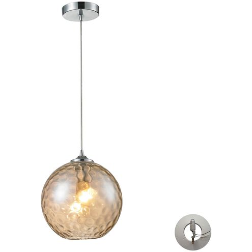 Watersphere 1 Light 10 inch Polished Chrome Multi Pendant Ceiling Light in Hammered Amber Glass, Configurable