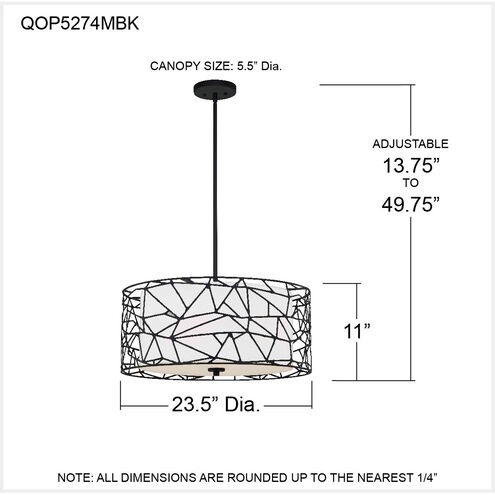 Quoizel Oversized 4 Light 24 inch Matte Black Pendant Ceiling Light