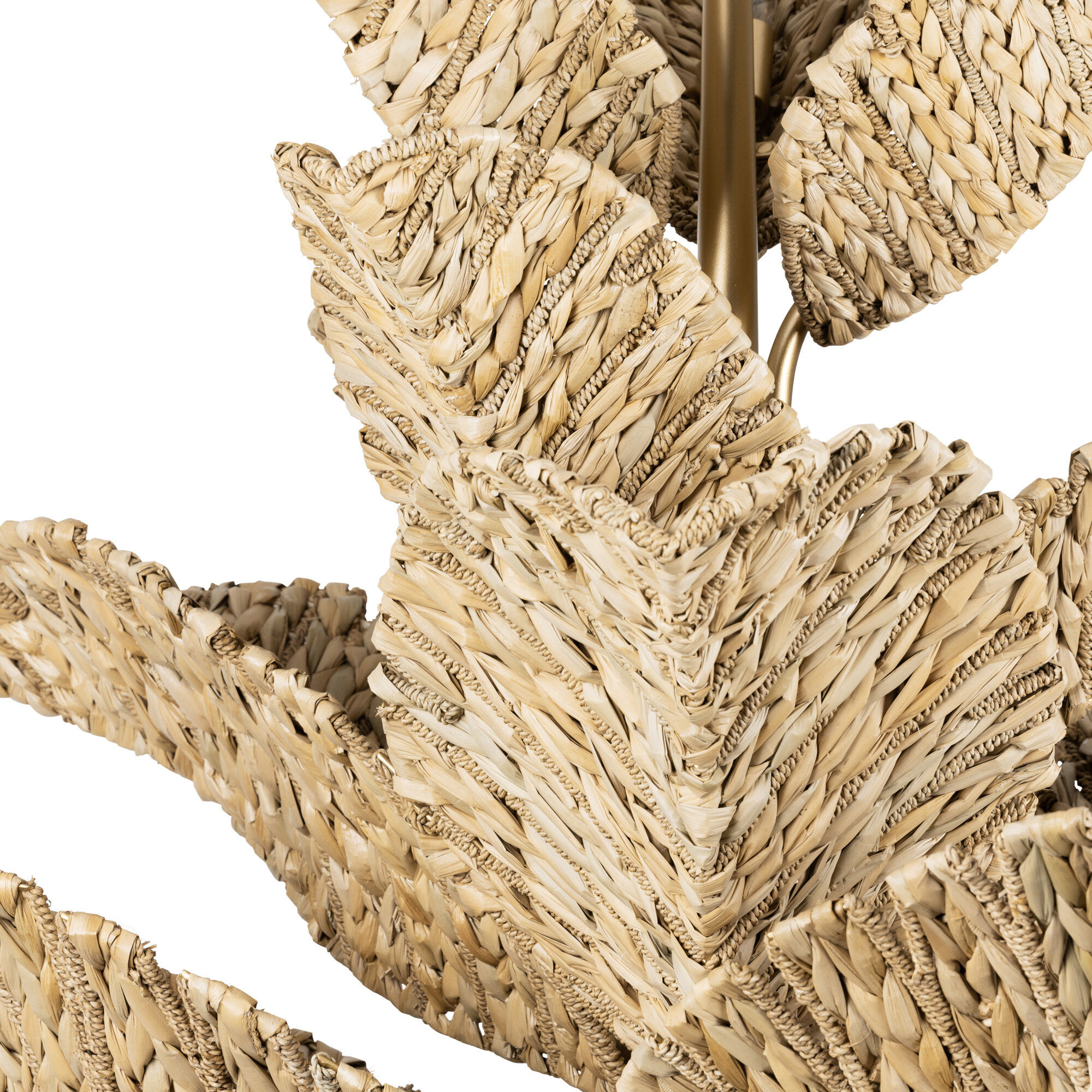 Banana Leaf 12 Light 44.25 inch French Gold with Natural Seagrass Chandelier Ceiling Light