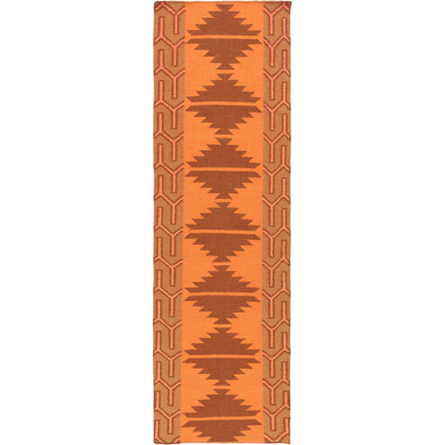 Jewel Tone II 96 X 30 inch Bright Orange, Burnt Orange, Beige Rug