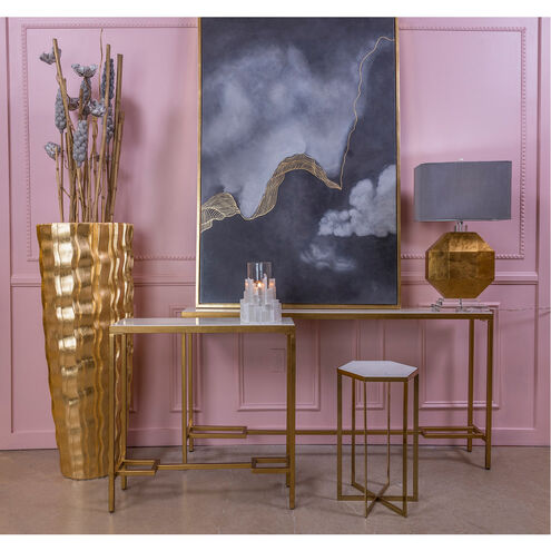 Apricot Ln 60 X 10 inch Gold Leaf with White Console Table