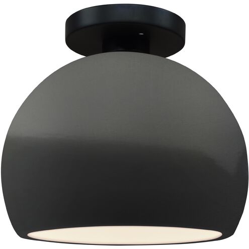 Radiance 1 Light 7 inch Gloss Grey and Matte Black Semi Flush Ceiling Light