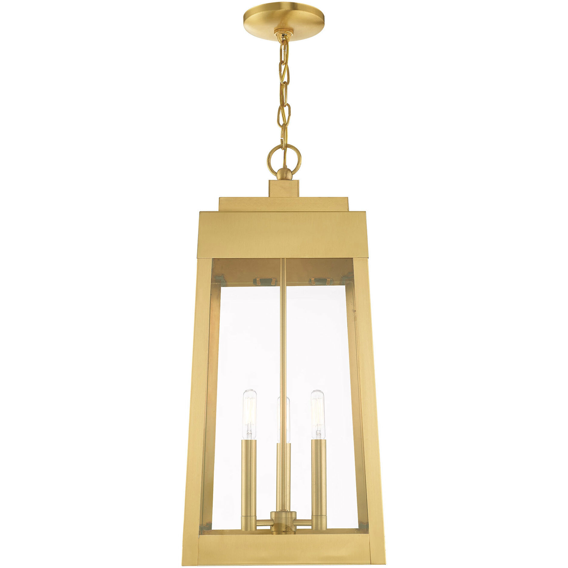 Oslo 3 Light 11 inch Satin Brass Outdoor Pendant Lantern