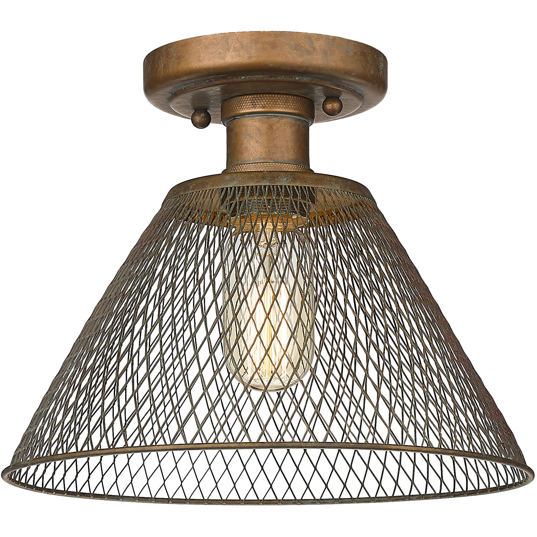 Yep Carver 1 Light 10 inch Copper Patina Semi-Flush Mount Ceiling Light