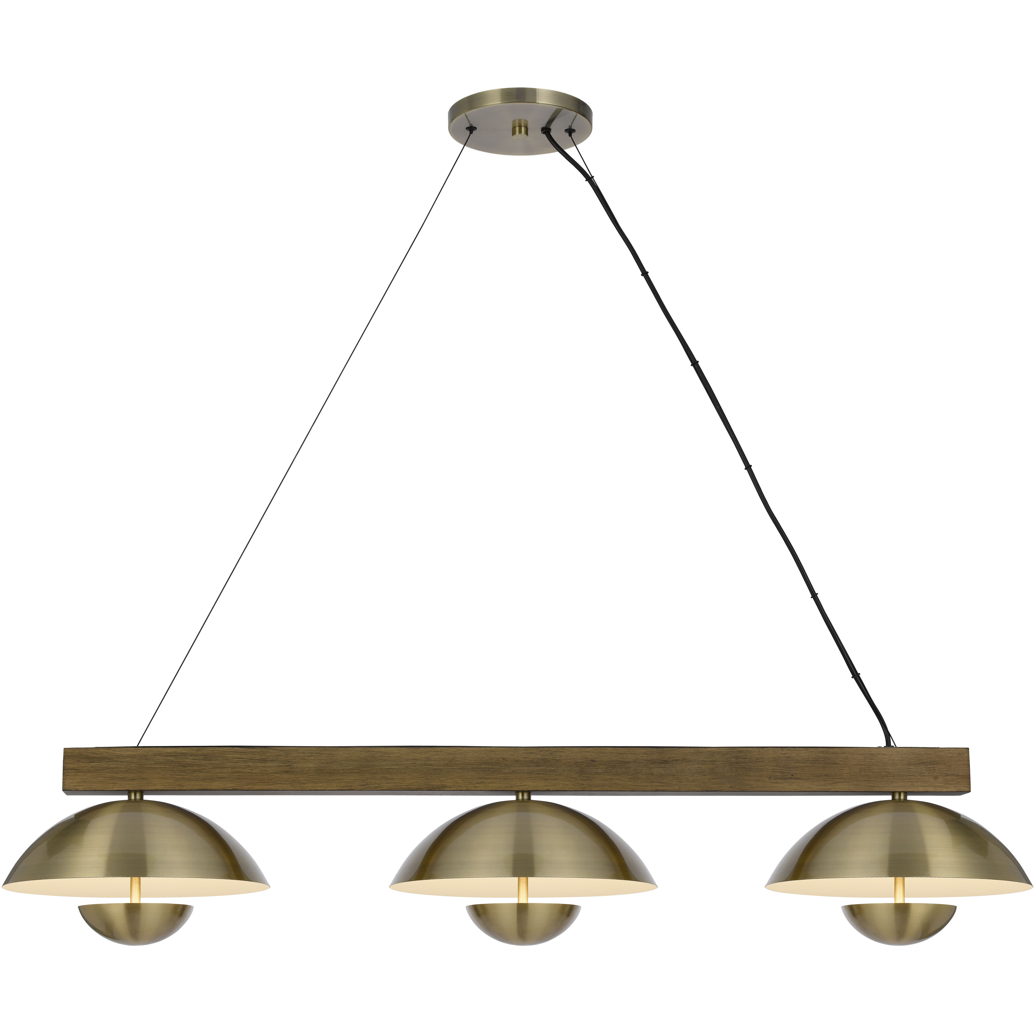 Lakeland LED 47 inch Antique Brass and Wood Island Pendant Ceiling Light