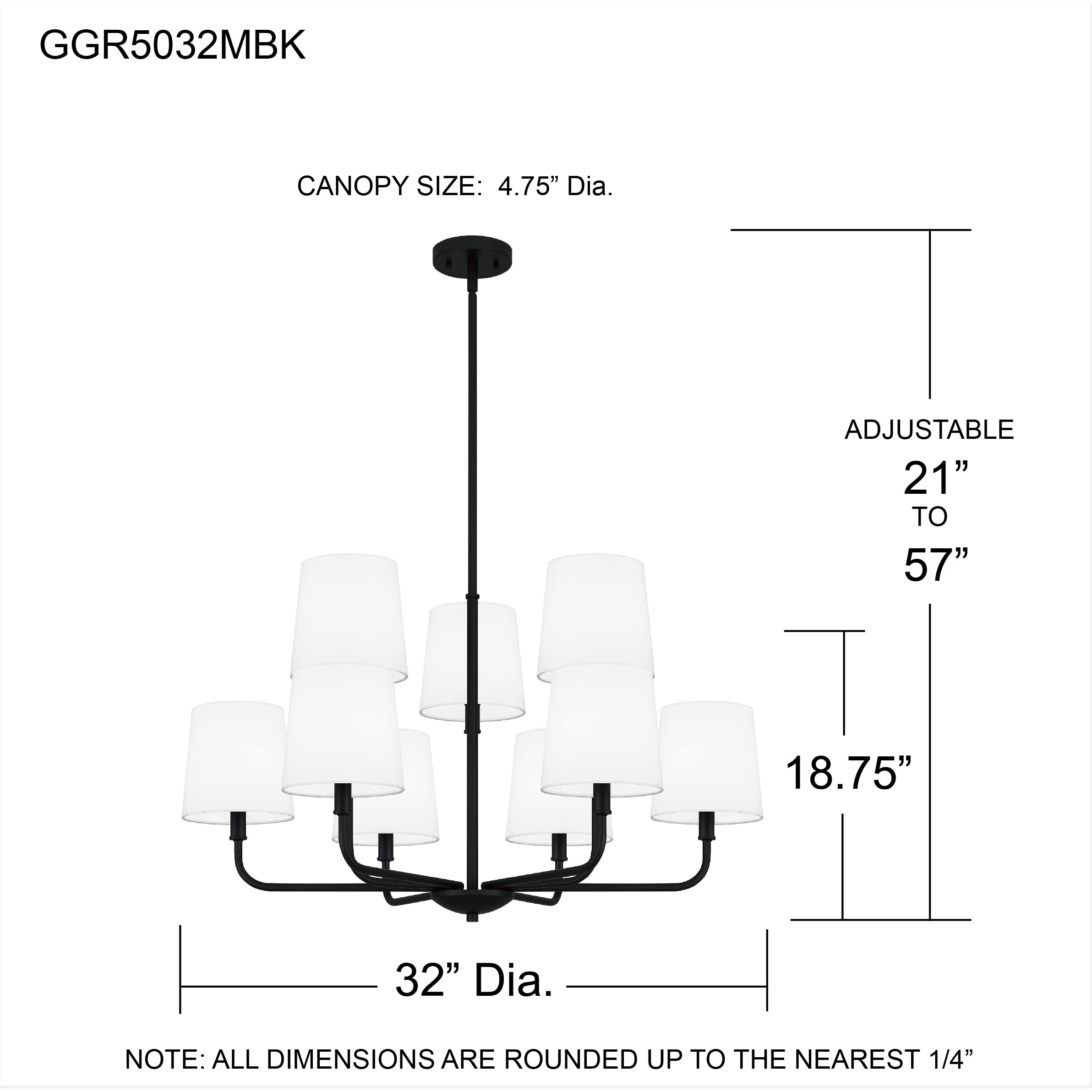 Gallagher 9 Light 32 inch Matte Black Chandelier Ceiling Light