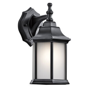 Chesapeake 1 Light 12 inch Black Outdoor Wall in Satin Etched Glass, Small
