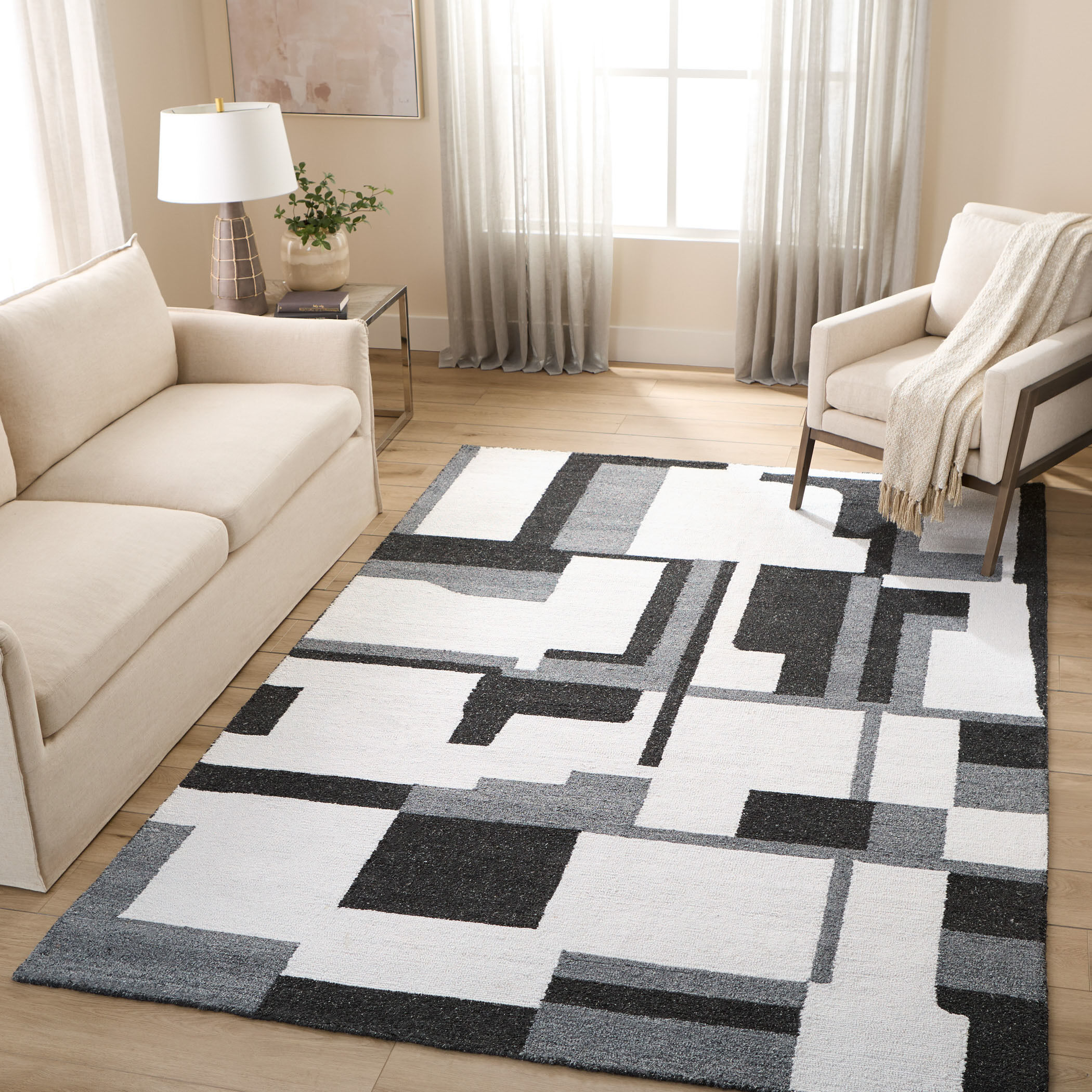 Kali 36 X 24 inch Black/White/Grey Rug in 2 x 3