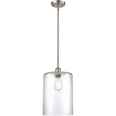 Ballston Large Cobbleskill LED 9 inch Brushed Satin Nickel Pendant Ceiling Light in Clear Glass, Ballston