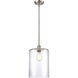 Ballston Large Cobbleskill LED 9 inch Brushed Satin Nickel Pendant Ceiling Light in Clear Glass, Ballston