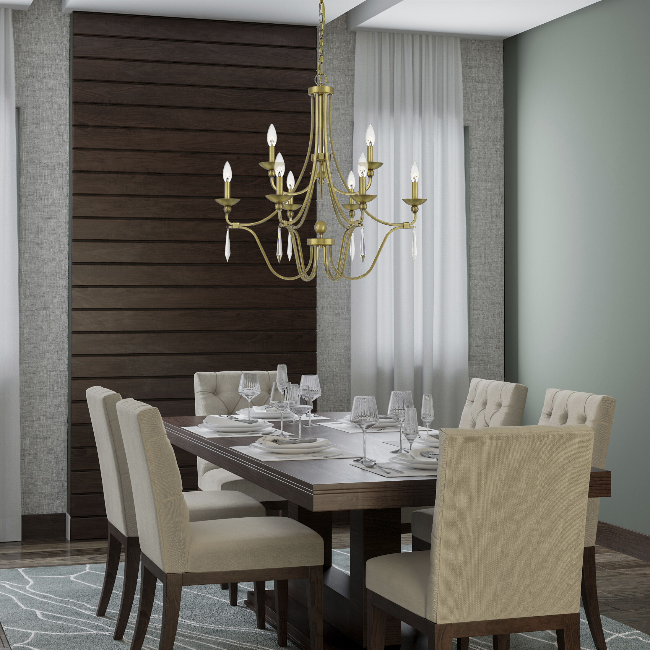 Joules 9 Light 32 inch Aged Brass Chandelier Ceiling Light