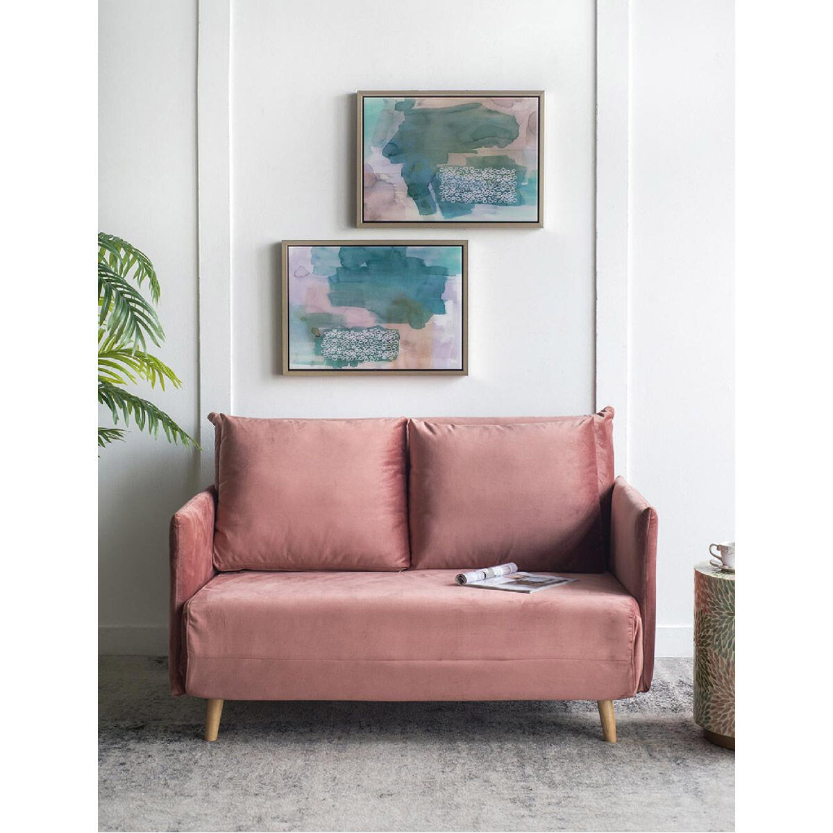 Teals Abstract 23.9 X 17.4 inch Printed Acrylic Wall Art