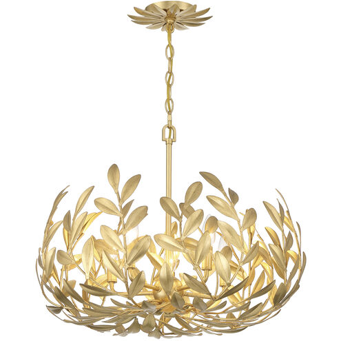 Broche 5 Light 23 inch Antique Gold Chandelier Ceiling Light