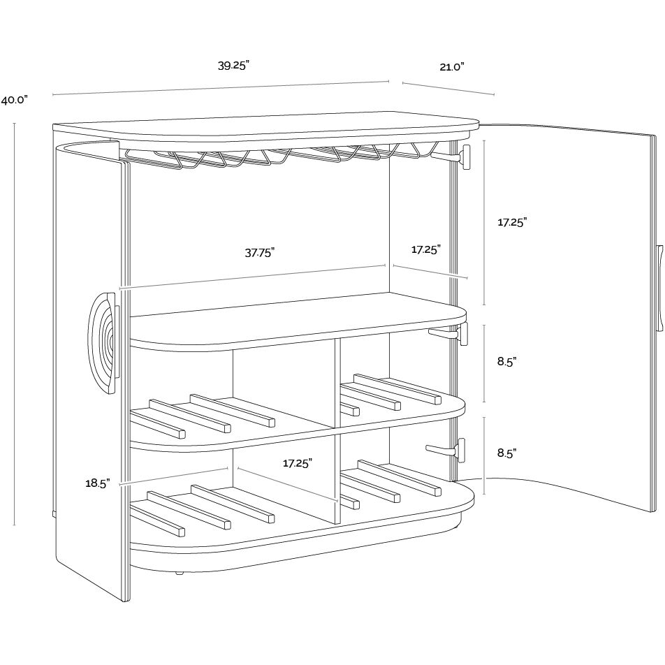 Dresden Cognac / Smoke Grey Bar Cabinet