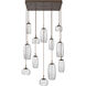 Vessel LED Flat Bronze Multi-Pendant Ceiling Light in Clear, 2700K LED