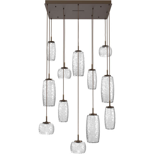 Vessel LED Flat Bronze Multi-Pendant Ceiling Light in Clear, 2700K LED