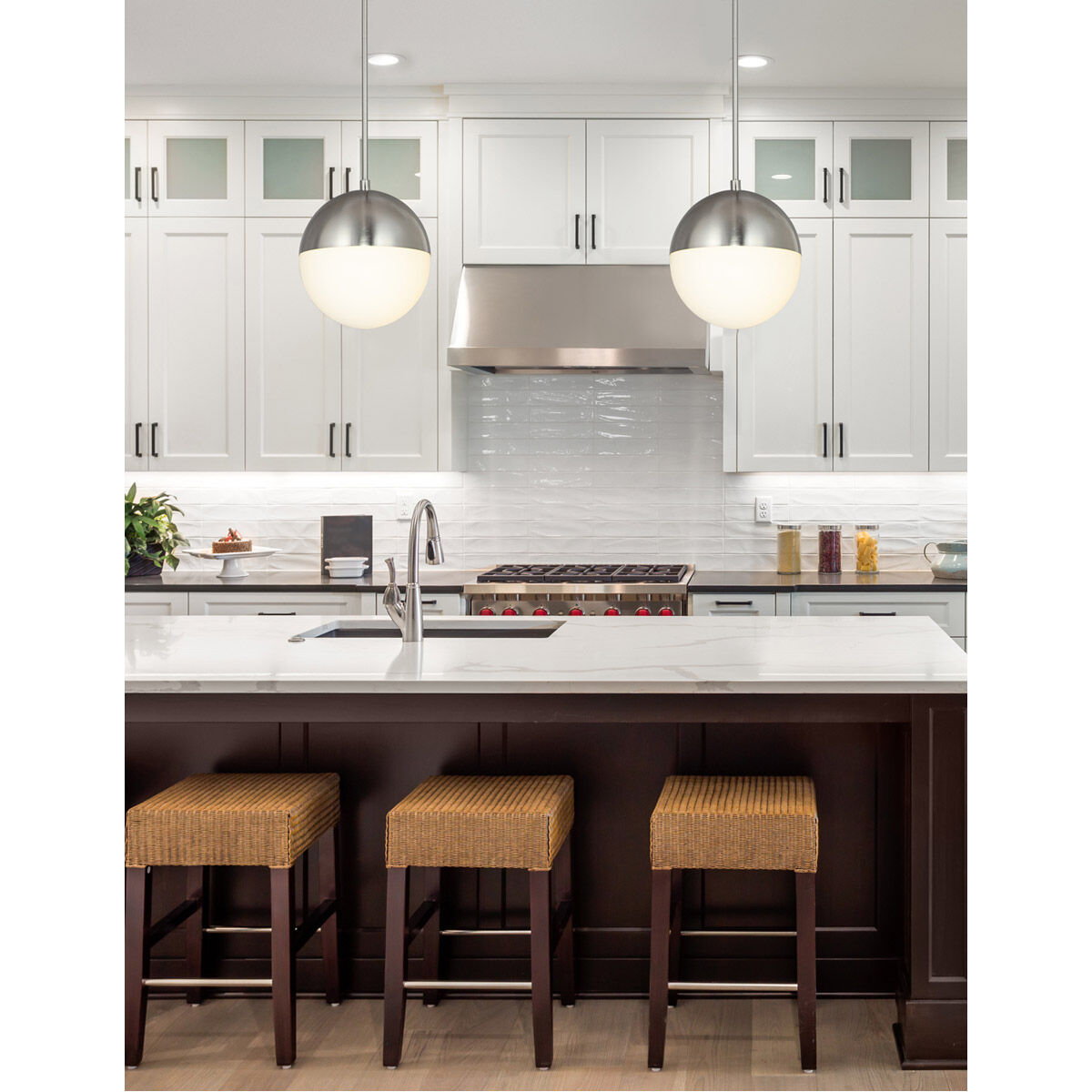 EVOLV LED 10 inch Brushed Nickel Pendant Ceiling Light, Ion Family