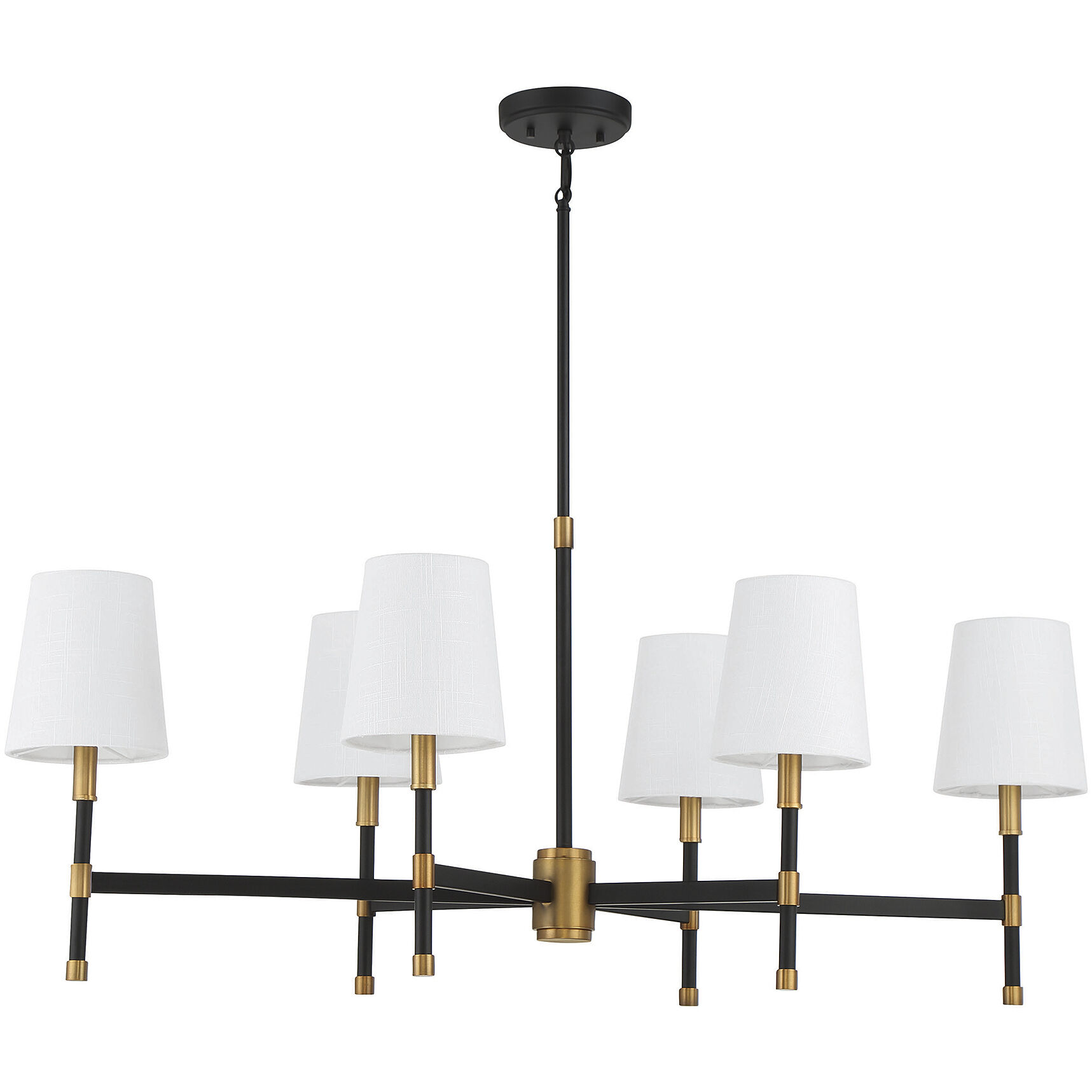 Brody 6 Light 41 inch Black with Warm Brass Accents Linear Chandelier Ceiling Light, Essentials