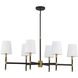 Brody 6 Light 41 inch Matte Black with Warm Brass Accents Linear Chandelier Ceiling Light, Essentials