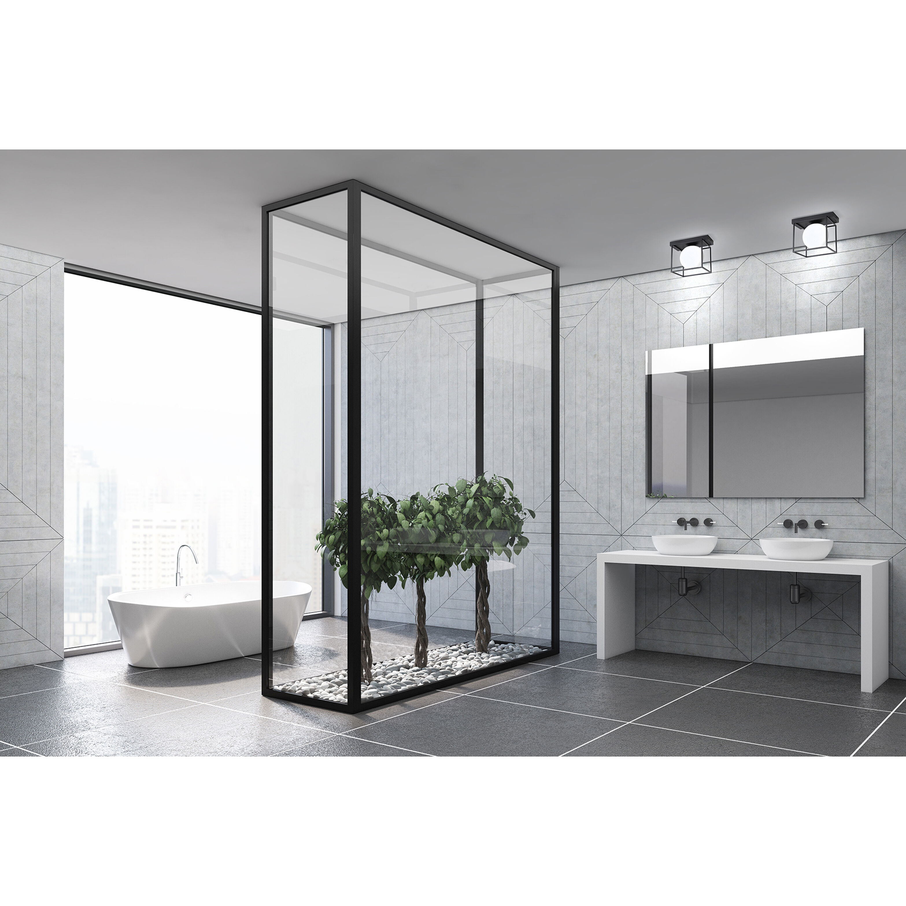 Grayson 1 Light 7.1 inch Matte Black Semi-Flush Mount Ceiling Light