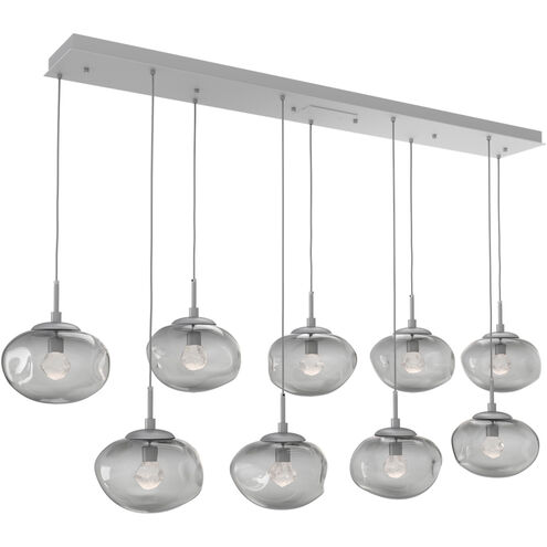 Nova LED LED Classic Silver Linear Pendant Ceiling Light in 2700K LED, Zircon Inner - Smoke Outer, Multi-Pendant