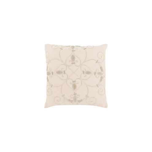 Pauline 20 X 20 inch Cream and Silver Throw Pillow