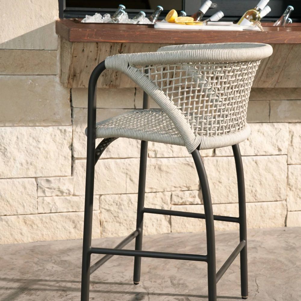 Enzo 40 inch Buff and Blackened Bronze Outdoor Bar Stool
