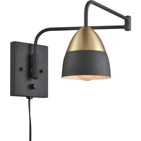 Milla 14 inch 60.00 watt Charcoal Black and Brushed Gold Swingarm Sconce Wall Light