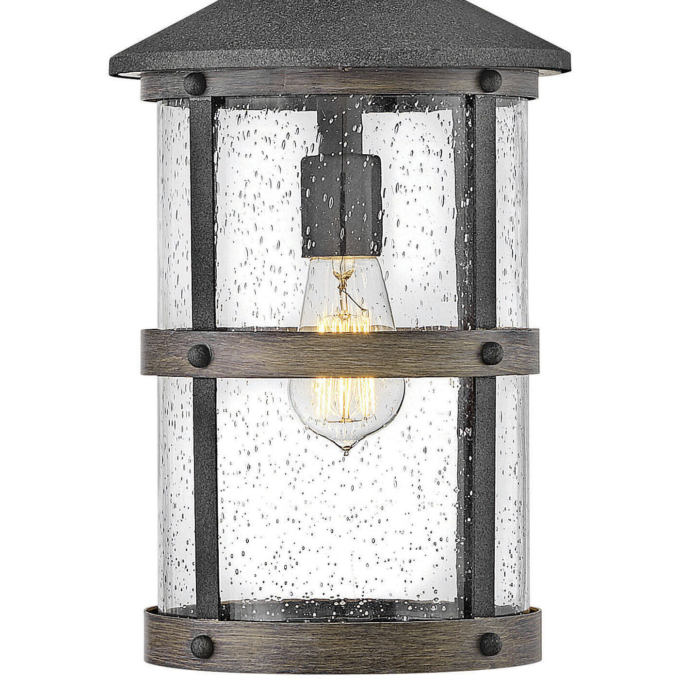Estate Series Lakehouse 1 Light 9 inch Aged Zinc with Driftwood Gray Outdoor Hanging Lantern in Non-LED