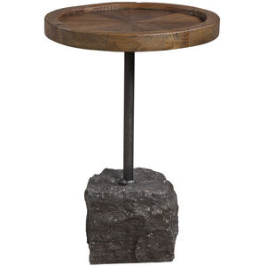 Horton 23 X 16 inch Natural Recycled Elm with Iron and Bluestone Block Accent Table