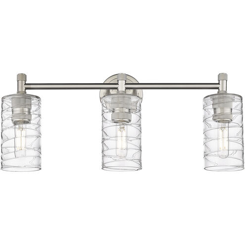 Downtown Urban Crown Point 3 Light 23.88 inch Satin Nickel Bath Vanity Light Wall Light in Deco Swirl