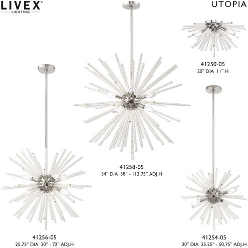 Utopia 6 Light 20 inch Polished Chrome Pendant Chandelier Ceiling Light
