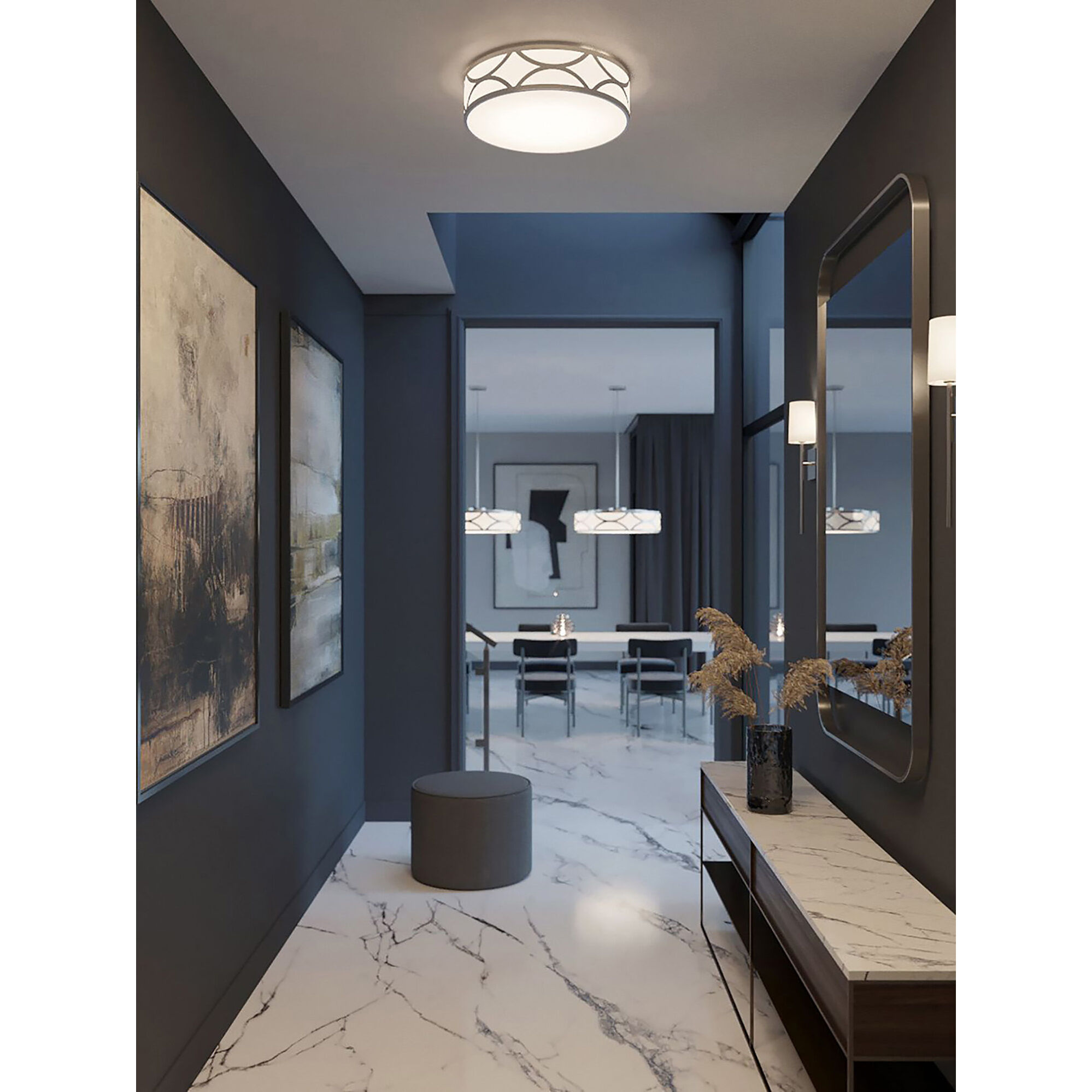 Lake LED 24 inch Painted Nickel Flush Mount Ceiling Light