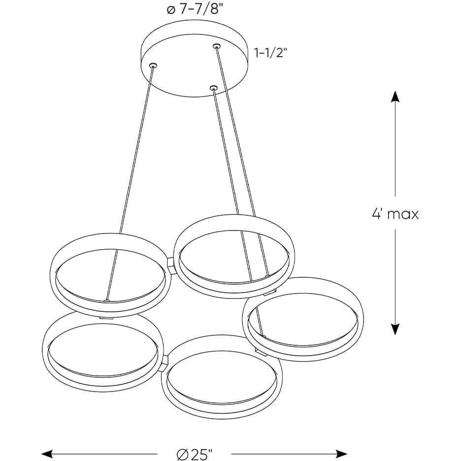 Cassio LED 25 inch White Pendant Ceiling Light, 5 Ring