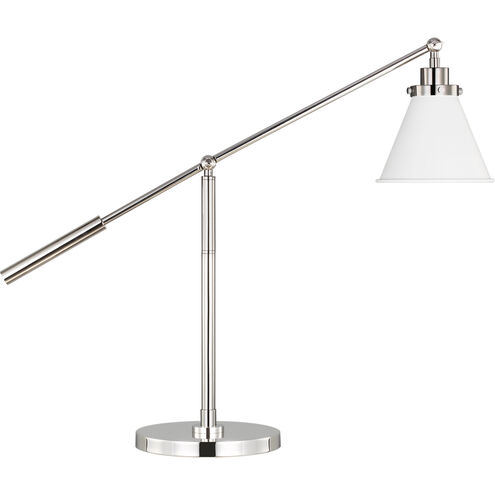 C&M by Chapman & Myers Wellfleet 23.38 inch 9 watt Matte White and Polished Nickel Desk Lamp Portable Light in Matte White / Polished Nickel