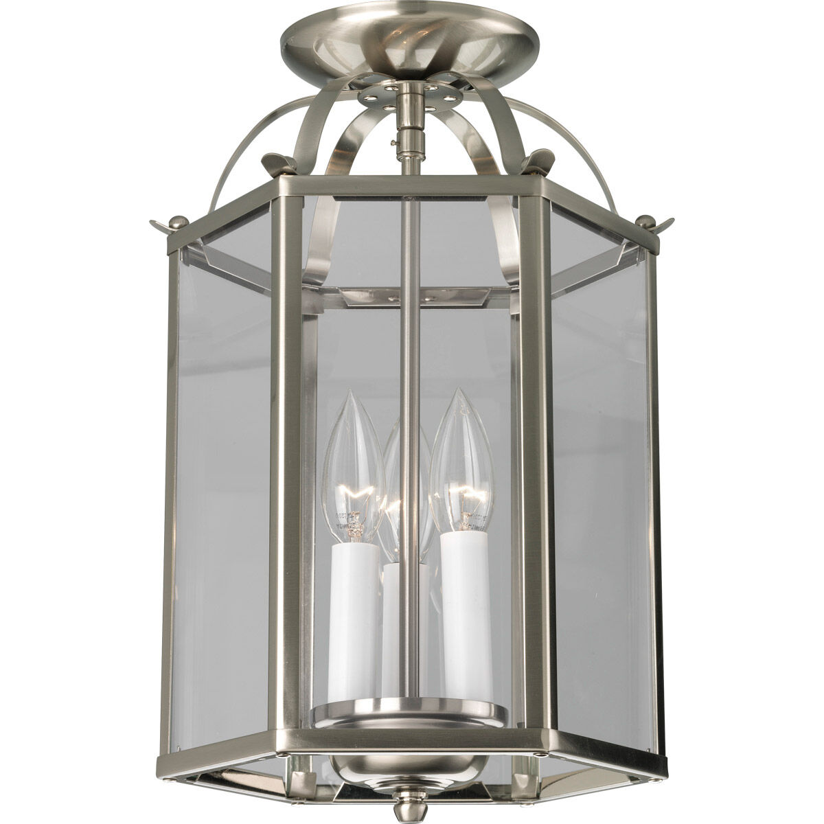 Flat Glass 3 Light 8.31 inch Brushed Nickel Foyer Pendant Ceiling Light