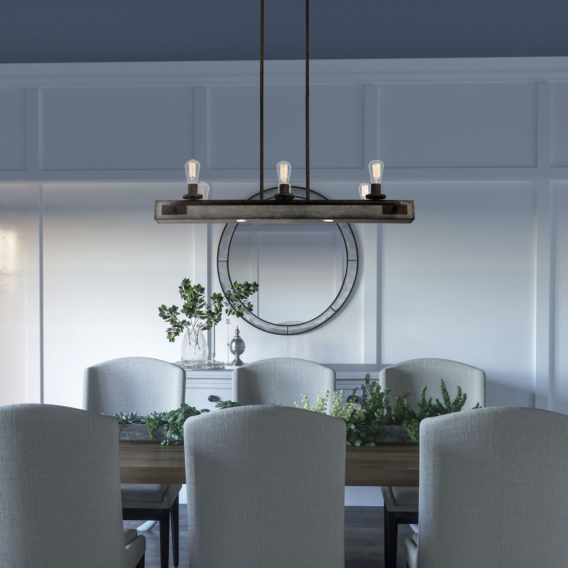 Melville 8 Light 42 inch Iron Gate Island Light Ceiling Light