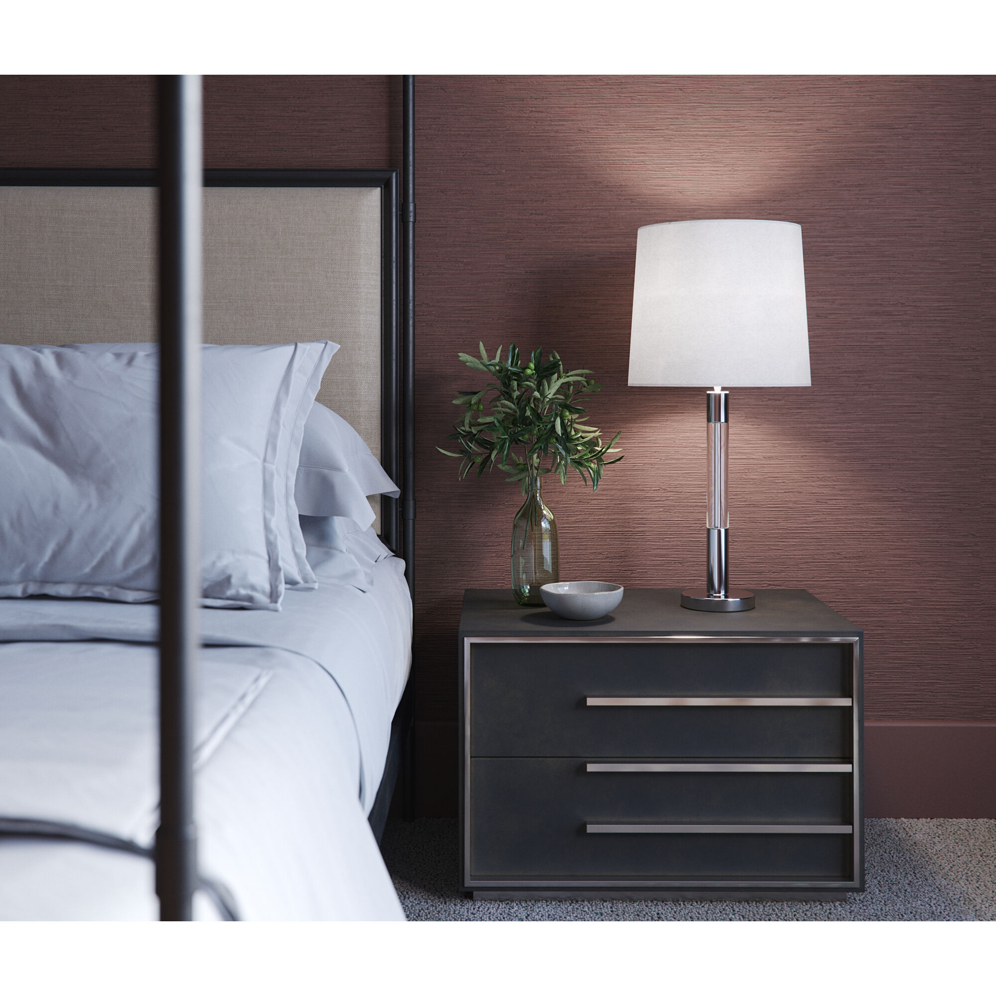 Poppy 29.25 inch 150.00 watt Polished Nickel Table Lamp Portable Light in Silver