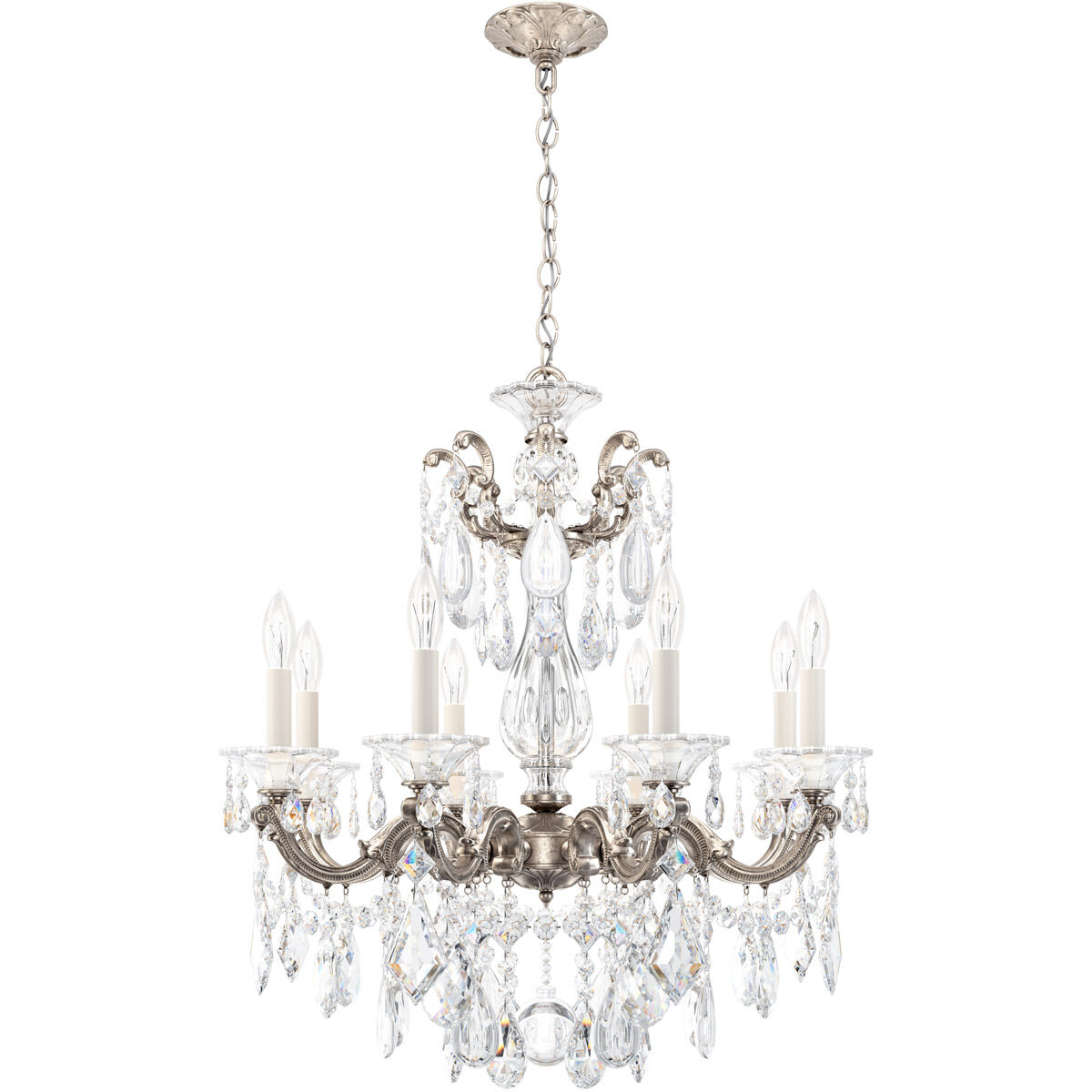 La Scala 8 Light 25 inch Antique Silver Chandelier Ceiling Light in Heritage, Antique Silver Cast