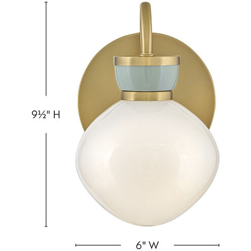 Lucy 1 Light 7.75 inch Lacquered Brass with Seafoam Bath Light Wall Light