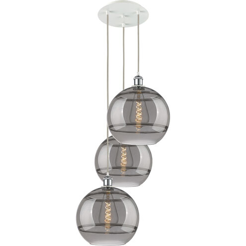 Ballston Rochester 3 Light 18.5 inch White Polished Chrome Cord Hung Multi Pendant Ceiling Light