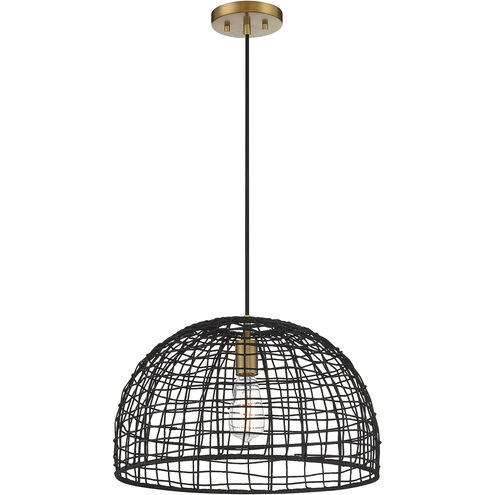 Bohemian 1 Light 18 inch Black with Natural Brass Accents Pendant Ceiling Light