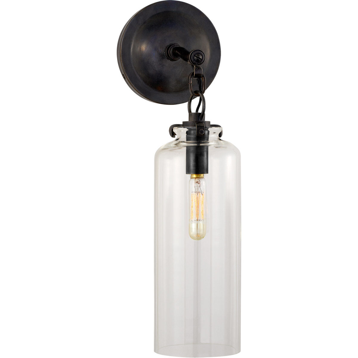 Thomas O'Brien Katie3 1 Light 5.25 inch Bronze Cylinder Bath Sconce Wall Light in Clear Glass, Small